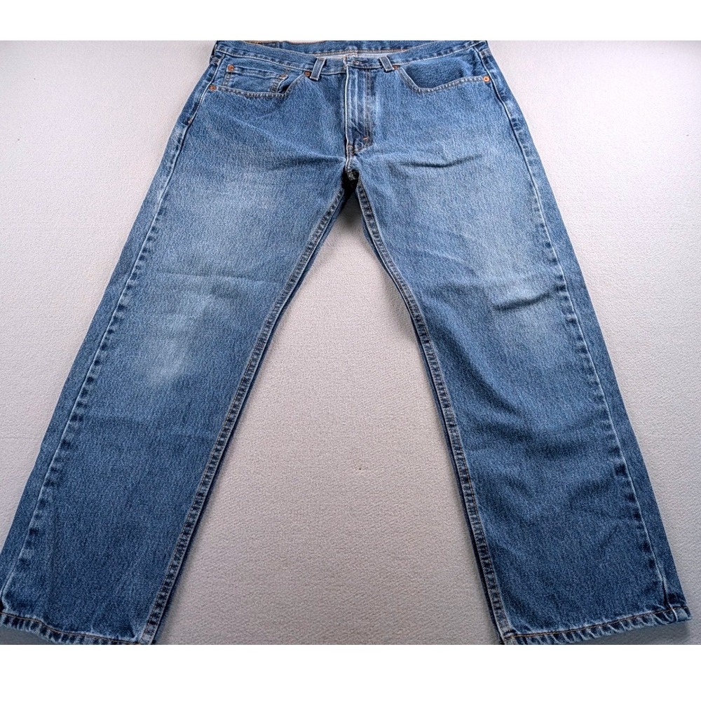 Levis 505 Regular Fit Jeans Mens 36x29 Blue Denim Straight Leg Pants Medium Wash